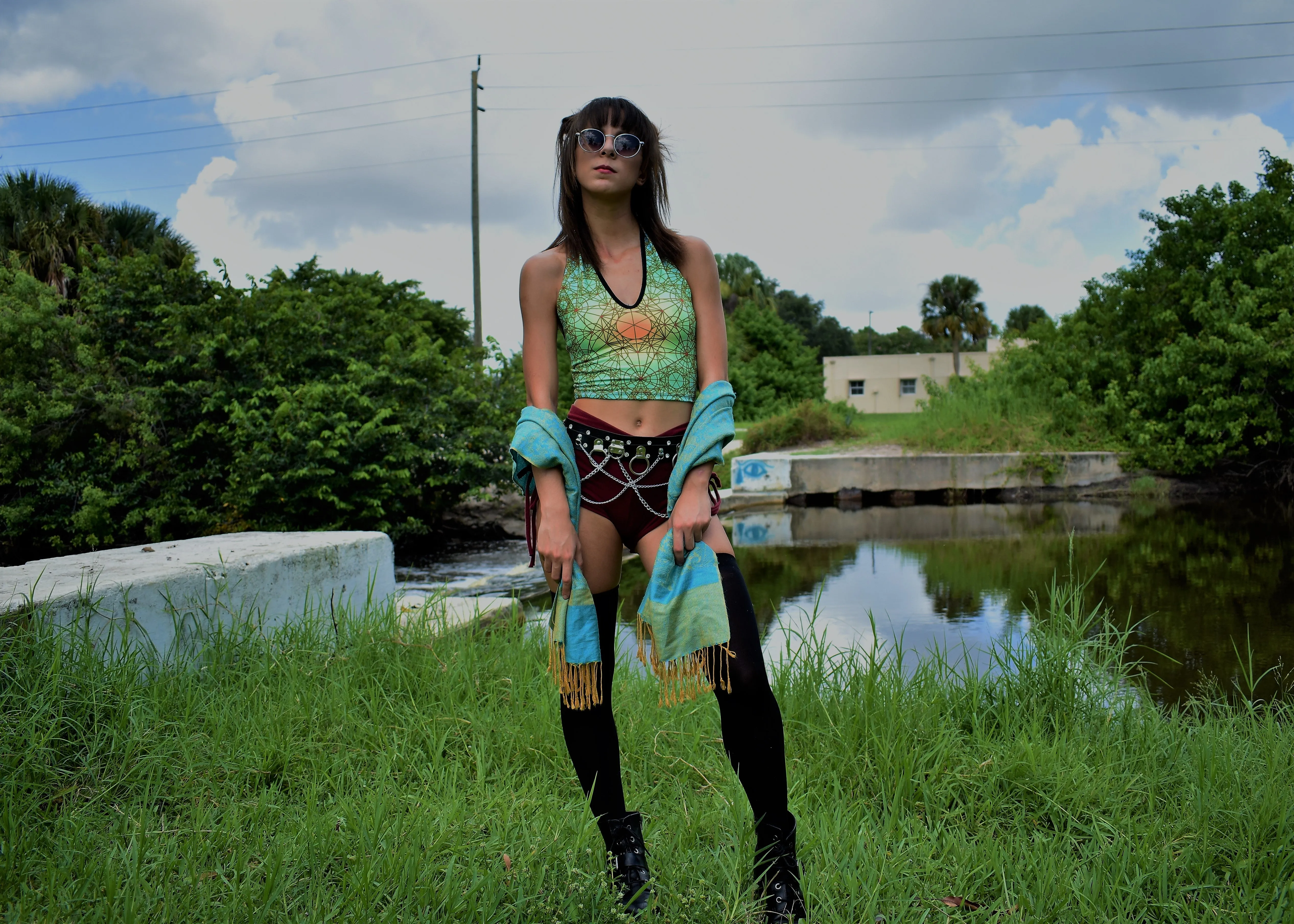 Inverse Fractal Metatron Crop Top