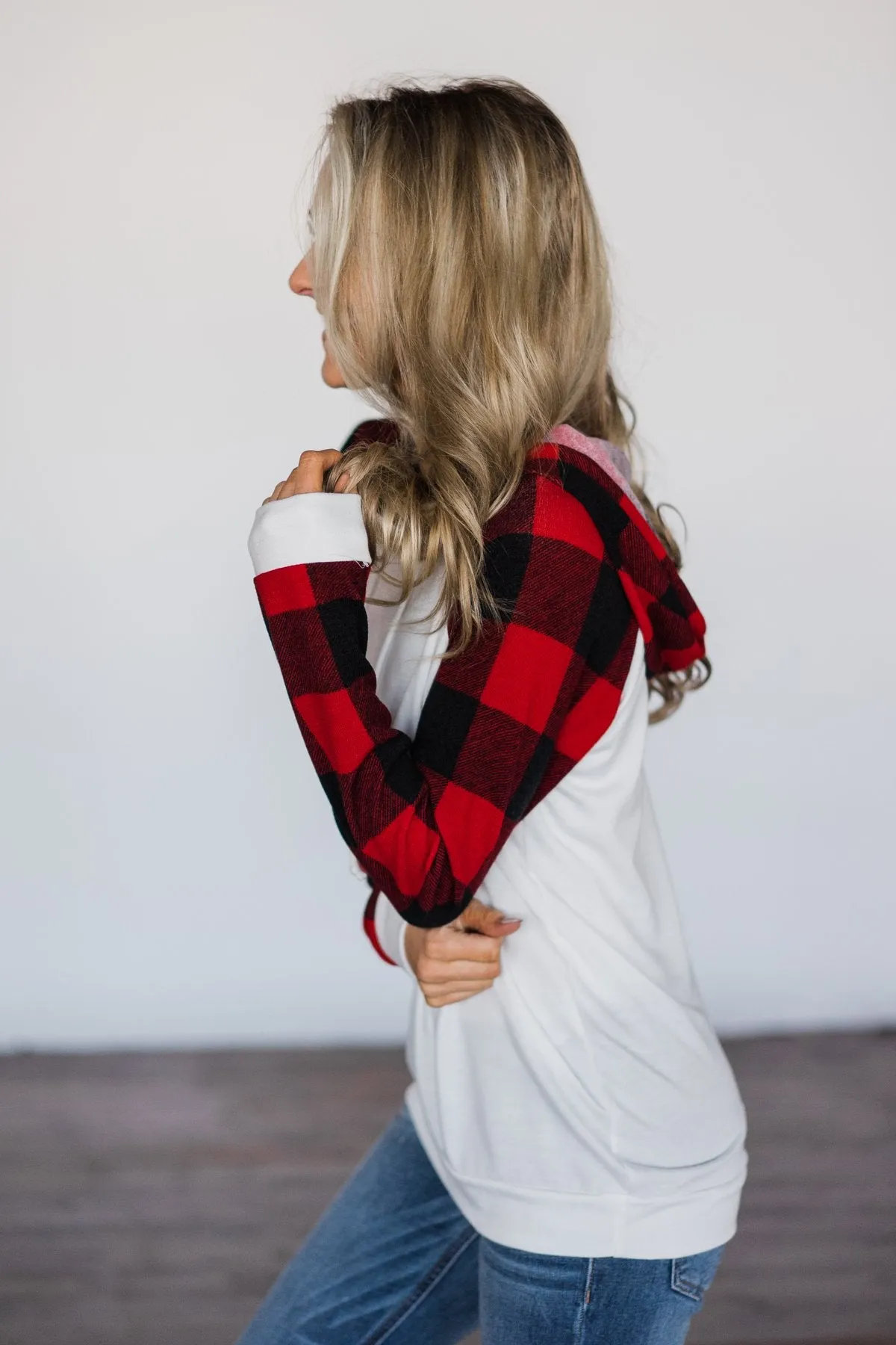 Ivory & Buffalo Plaid Hoodie