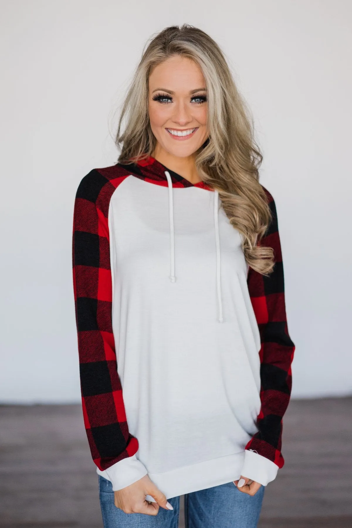 Ivory & Buffalo Plaid Hoodie