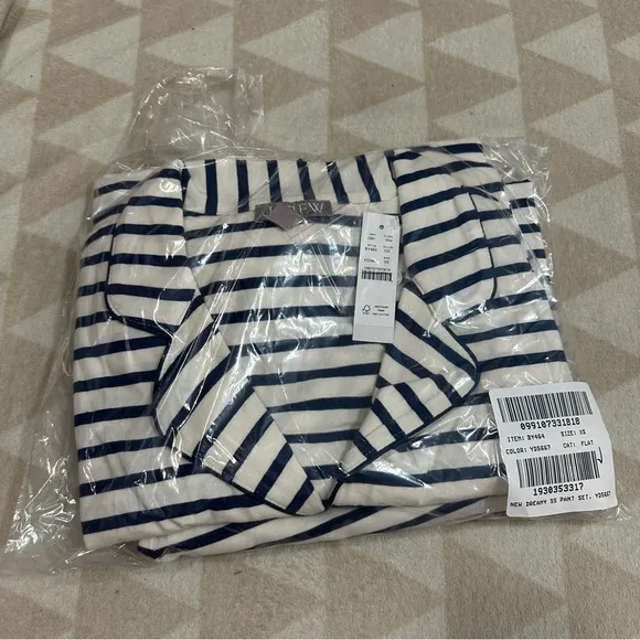 J crew Dreamy cotton-blend short-sleeve pajama pant set in stripe