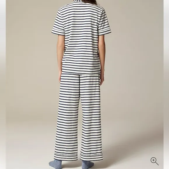 J crew Dreamy cotton-blend short-sleeve pajama pant set in stripe