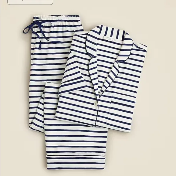J crew Dreamy cotton-blend short-sleeve pajama pant set in stripe