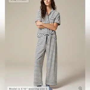 J crew Dreamy cotton-blend short-sleeve pajama pant set in stripe