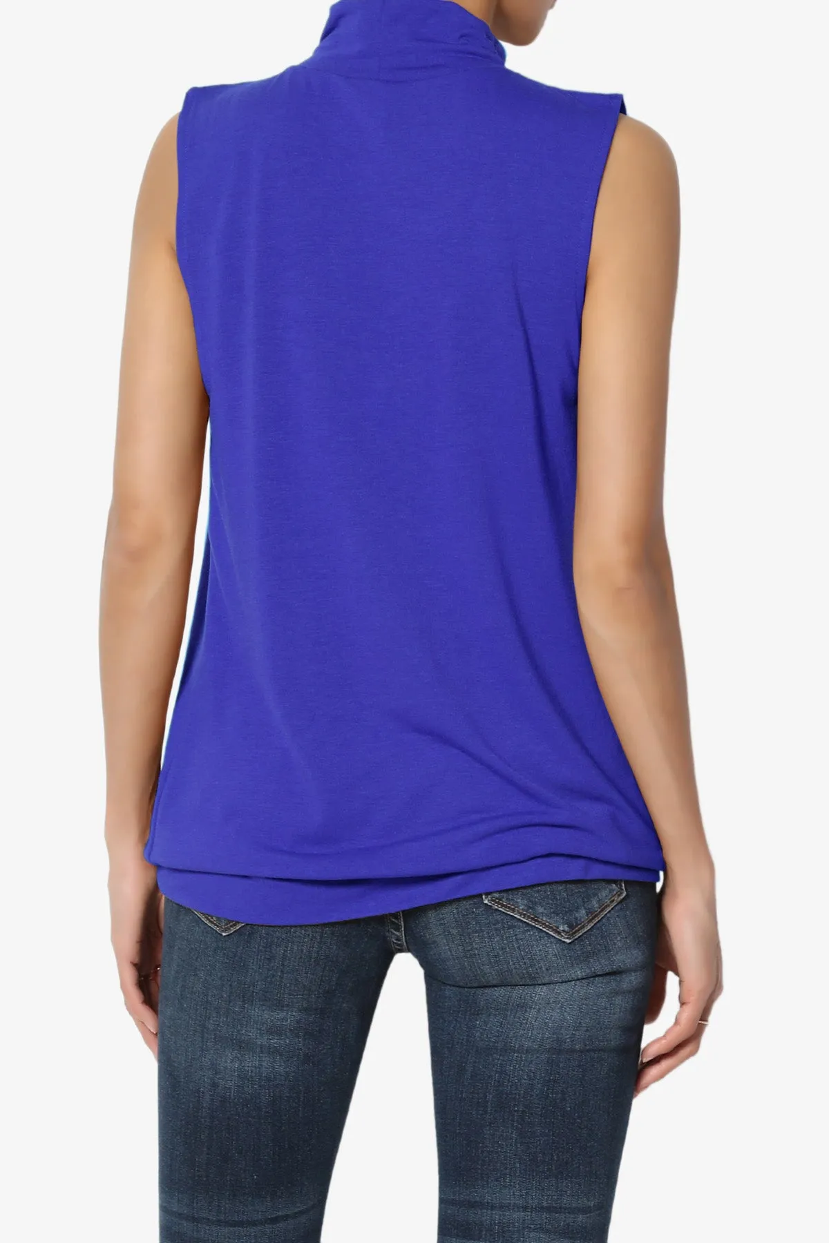 Jibbitz Sleeveless Mock Neck Pleated Top PLUS
