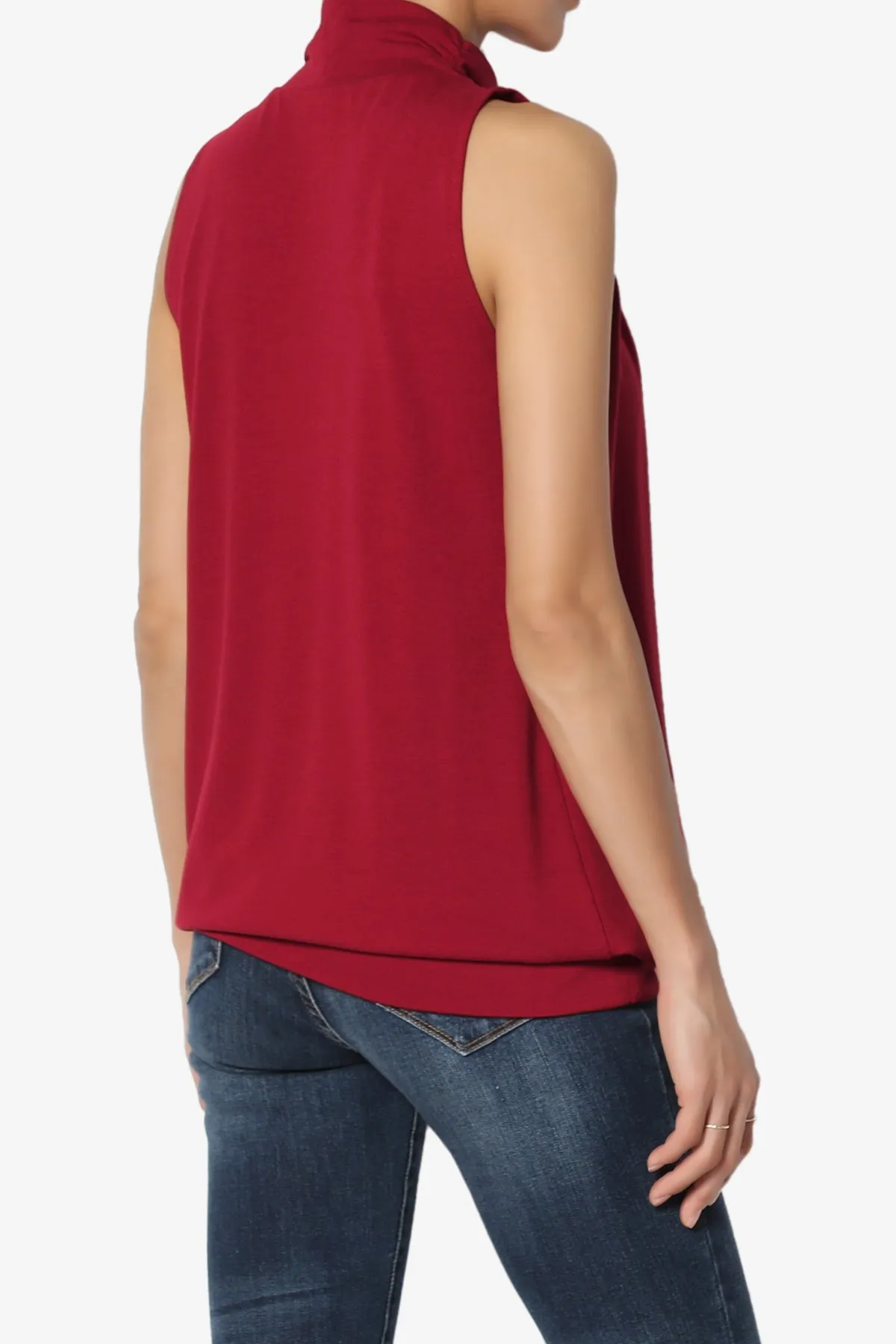 Jibbitz Sleeveless Mock Neck Pleated Top PLUS