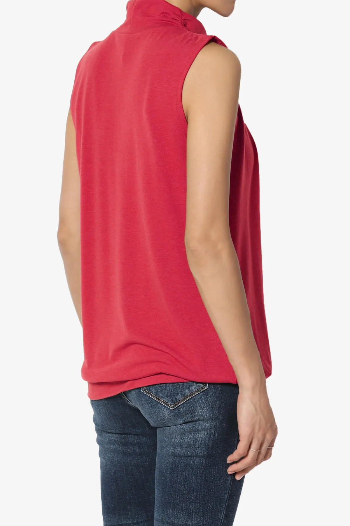 Jibbitz Sleeveless Mock Neck Pleated Top PLUS