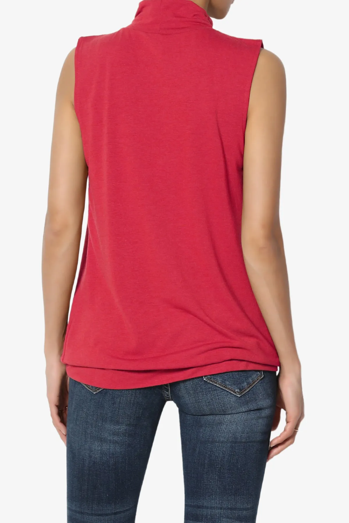 Jibbitz Sleeveless Mock Neck Pleated Top PLUS