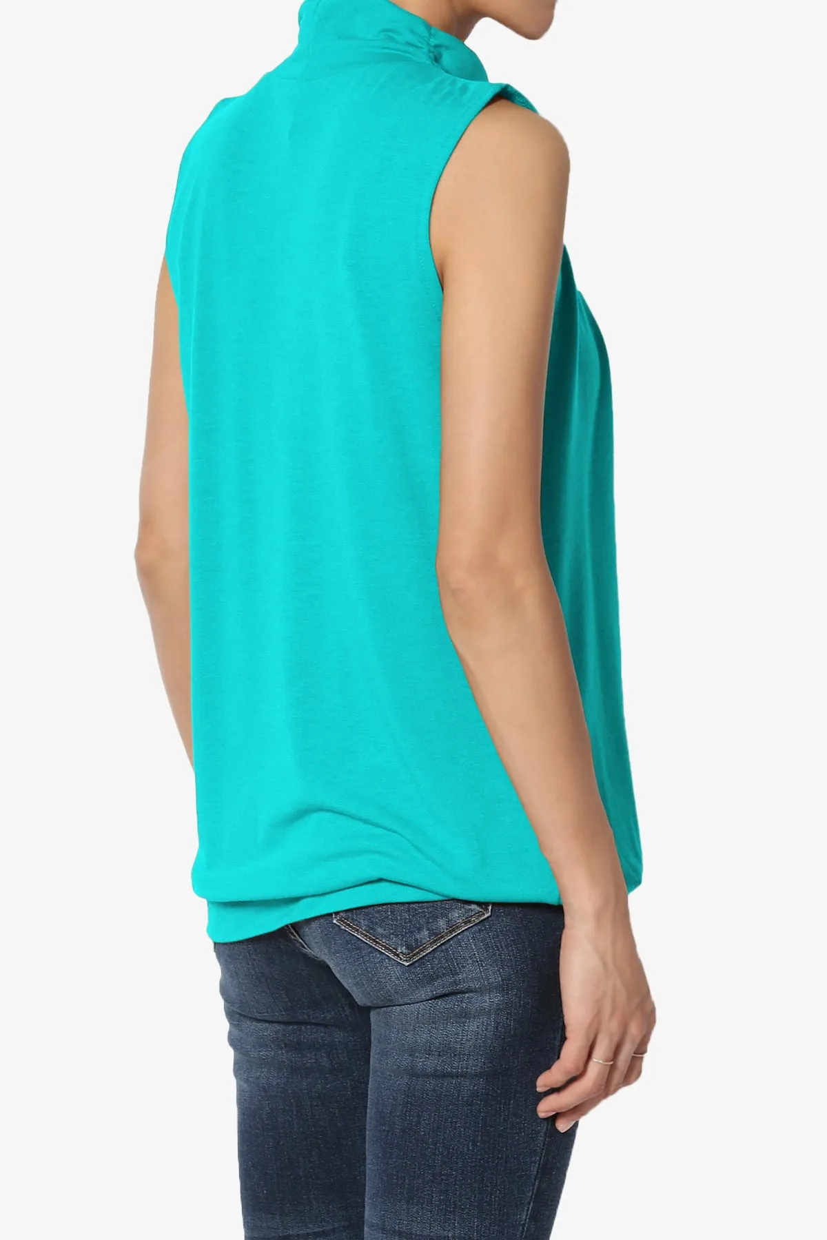 Jibbitz Sleeveless Mock Neck Pleated Top PLUS