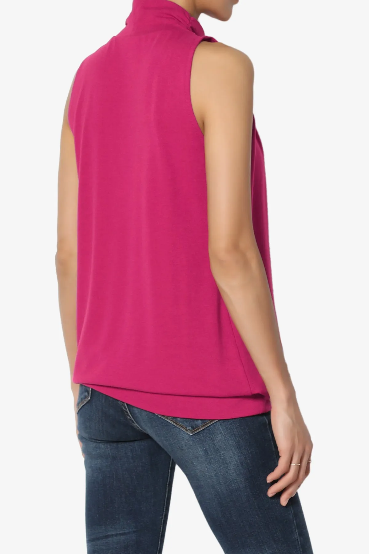 Jibbitz Sleeveless Mock Neck Pleated Top PLUS
