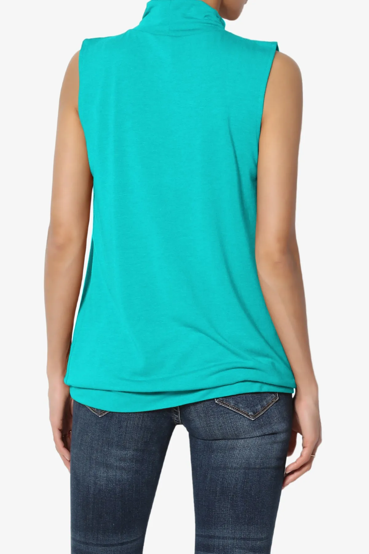 Jibbitz Sleeveless Mock Neck Pleated Top PLUS
