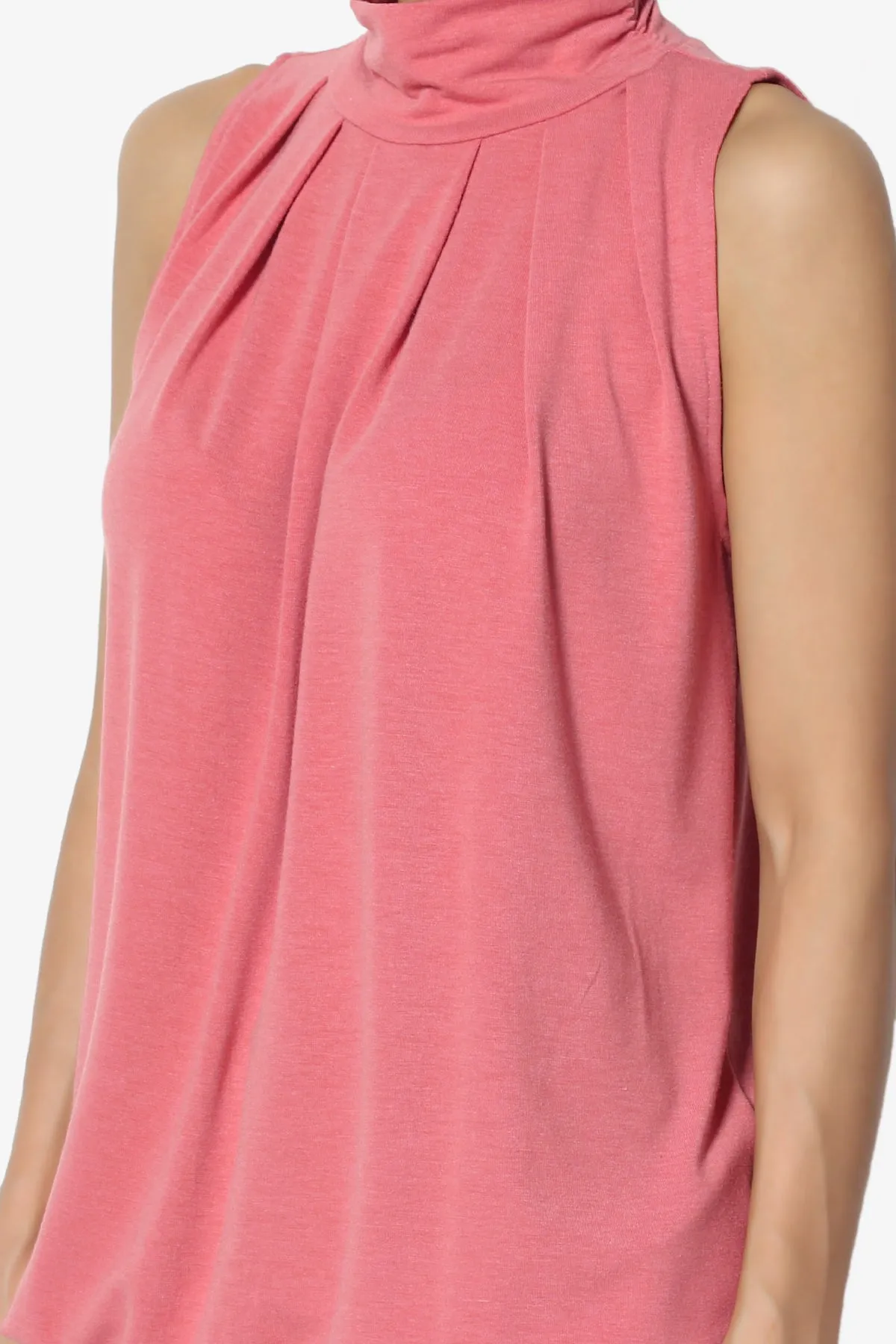 Jibbitz Sleeveless Mock Neck Pleated Top PLUS