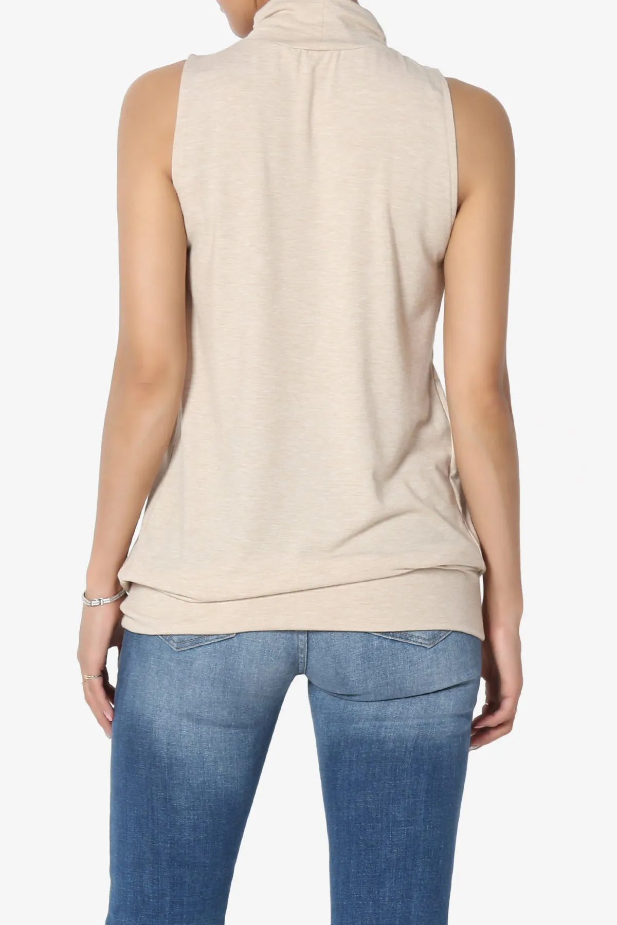 Jibbitz Sleeveless Mock Neck Pleated Top PLUS