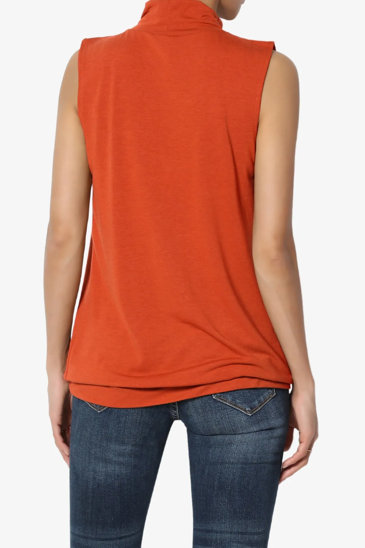 Jibbitz Sleeveless Mock Neck Pleated Top PLUS