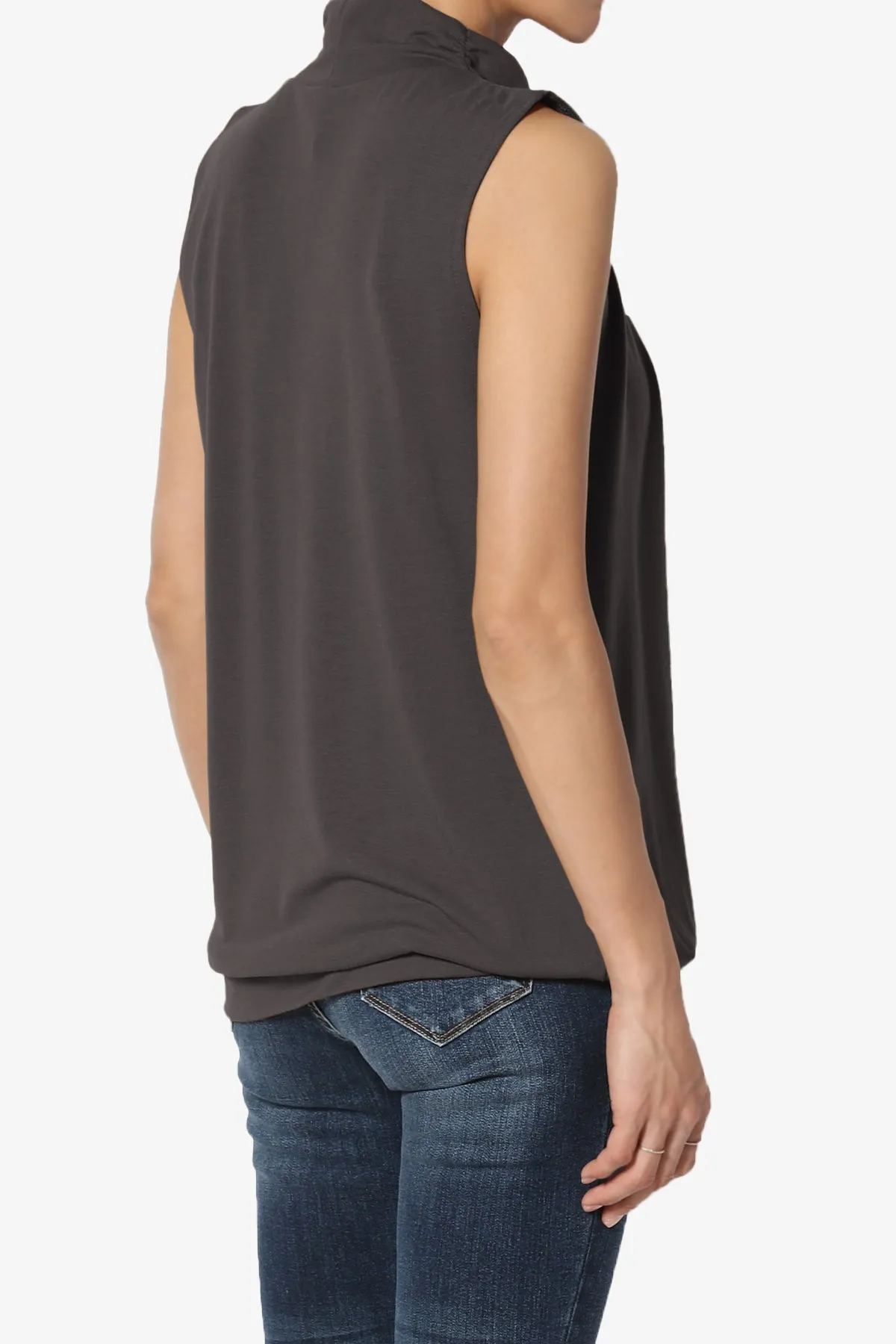 Jibbitz Sleeveless Mock Neck Pleated Top PLUS