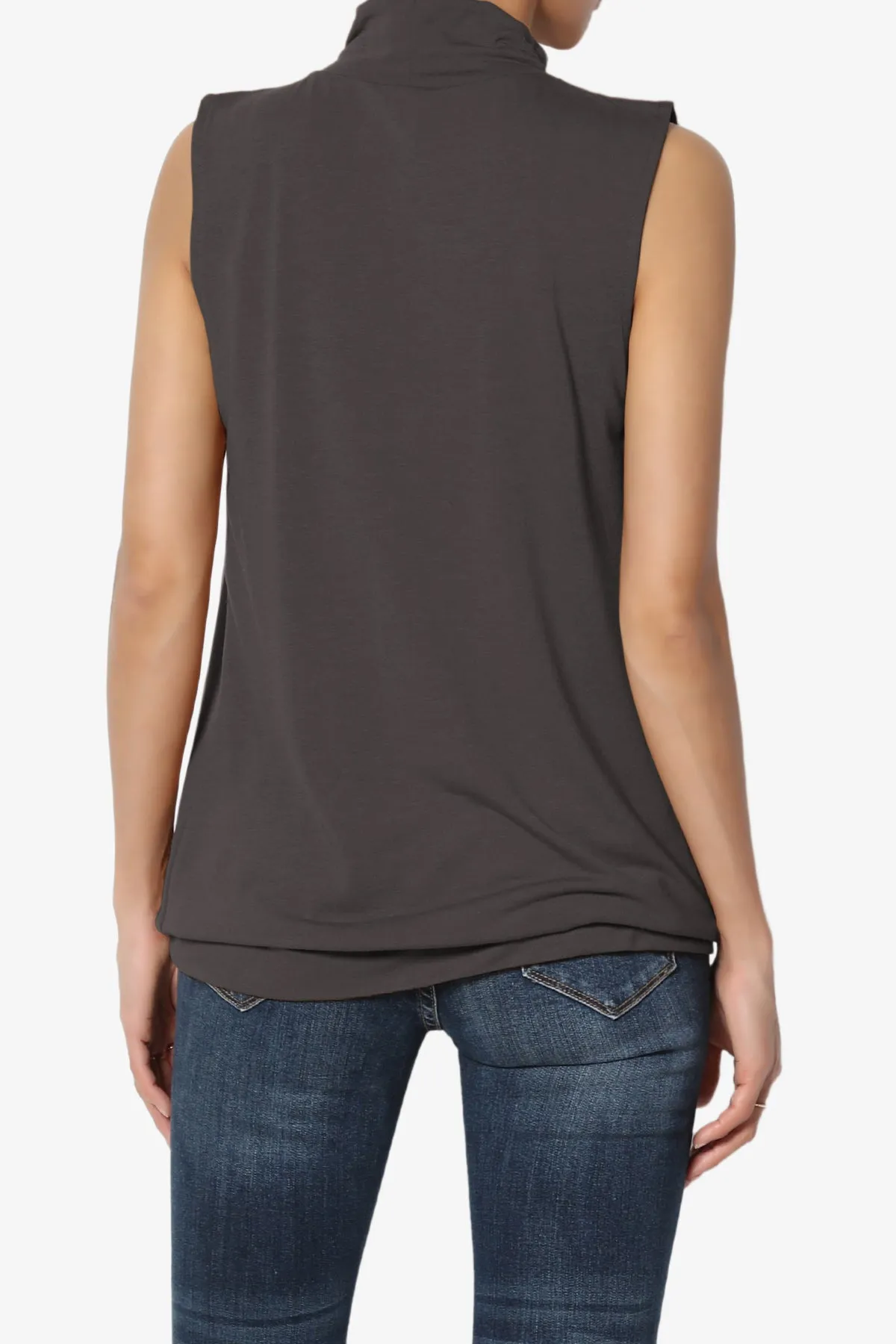 Jibbitz Sleeveless Mock Neck Pleated Top PLUS