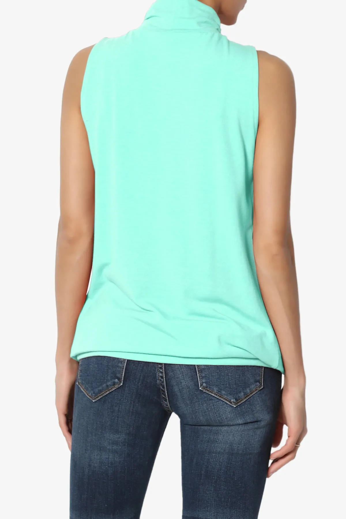 Jibbitz Sleeveless Mock Neck Pleated Top PLUS