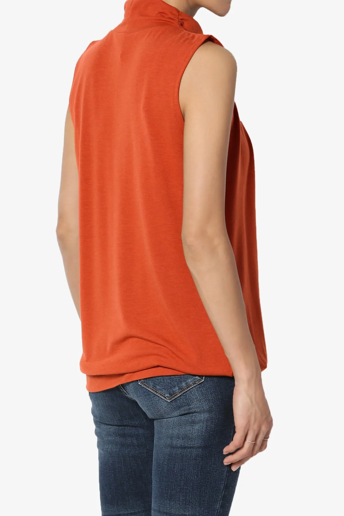 Jibbitz Sleeveless Mock Neck Pleated Top PLUS