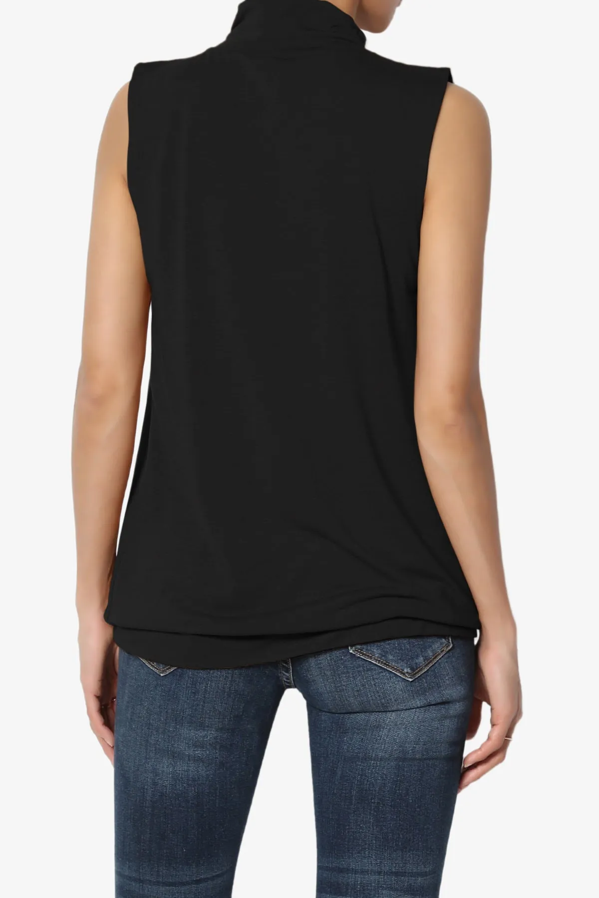 Jibbitz Sleeveless Mock Neck Pleated Top PLUS