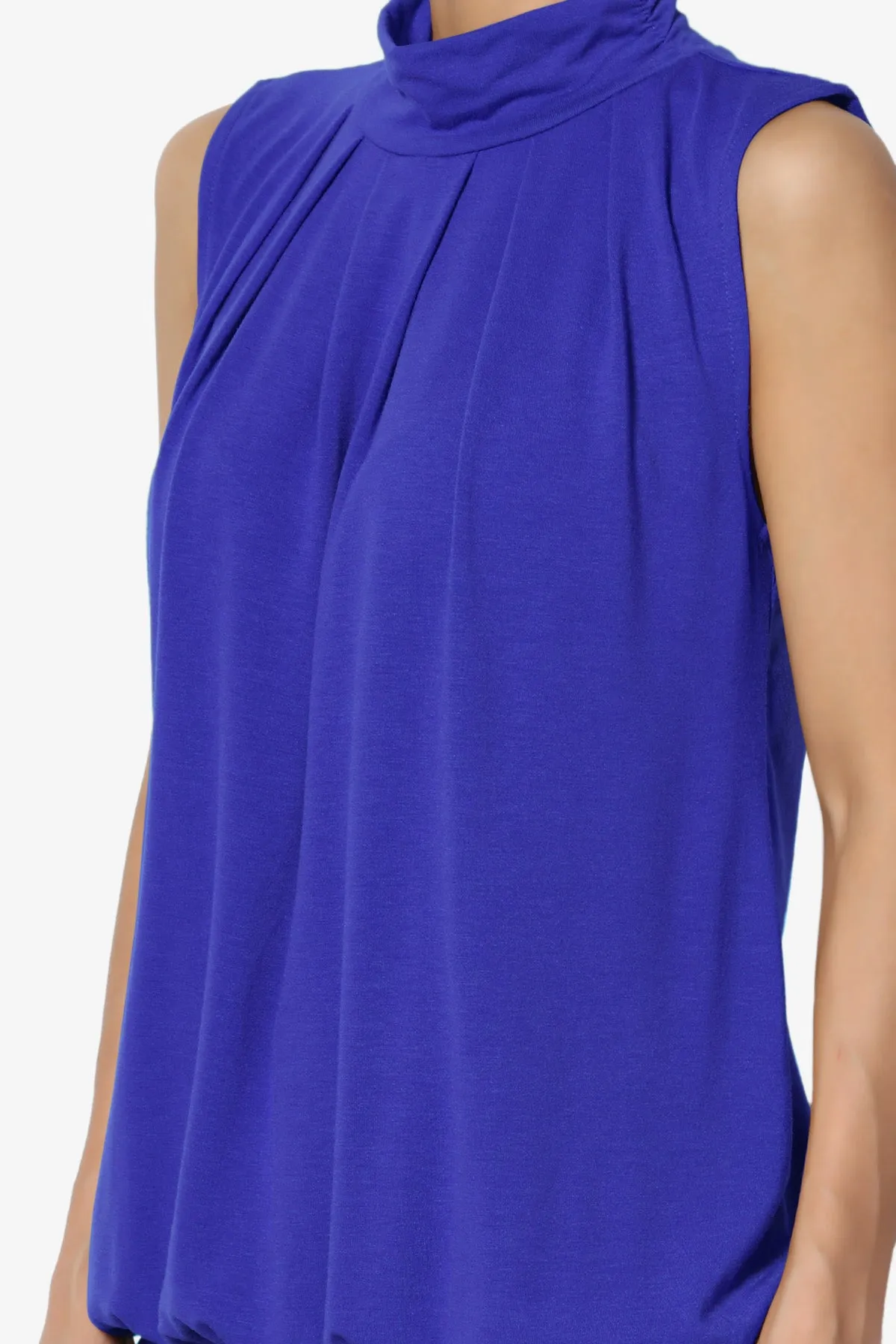 Jibbitz Sleeveless Mock Neck Pleated Top PLUS