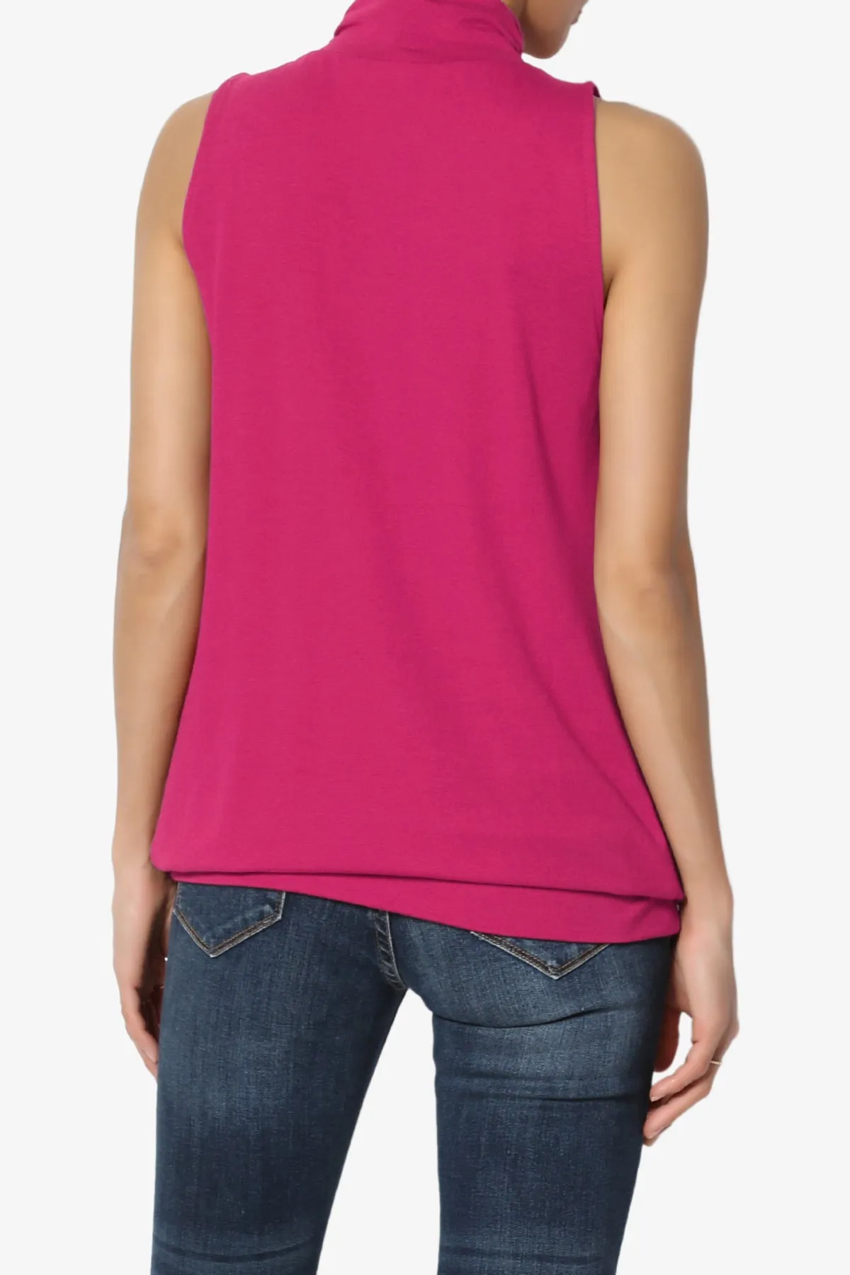 Jibbitz Sleeveless Mock Neck Pleated Top PLUS