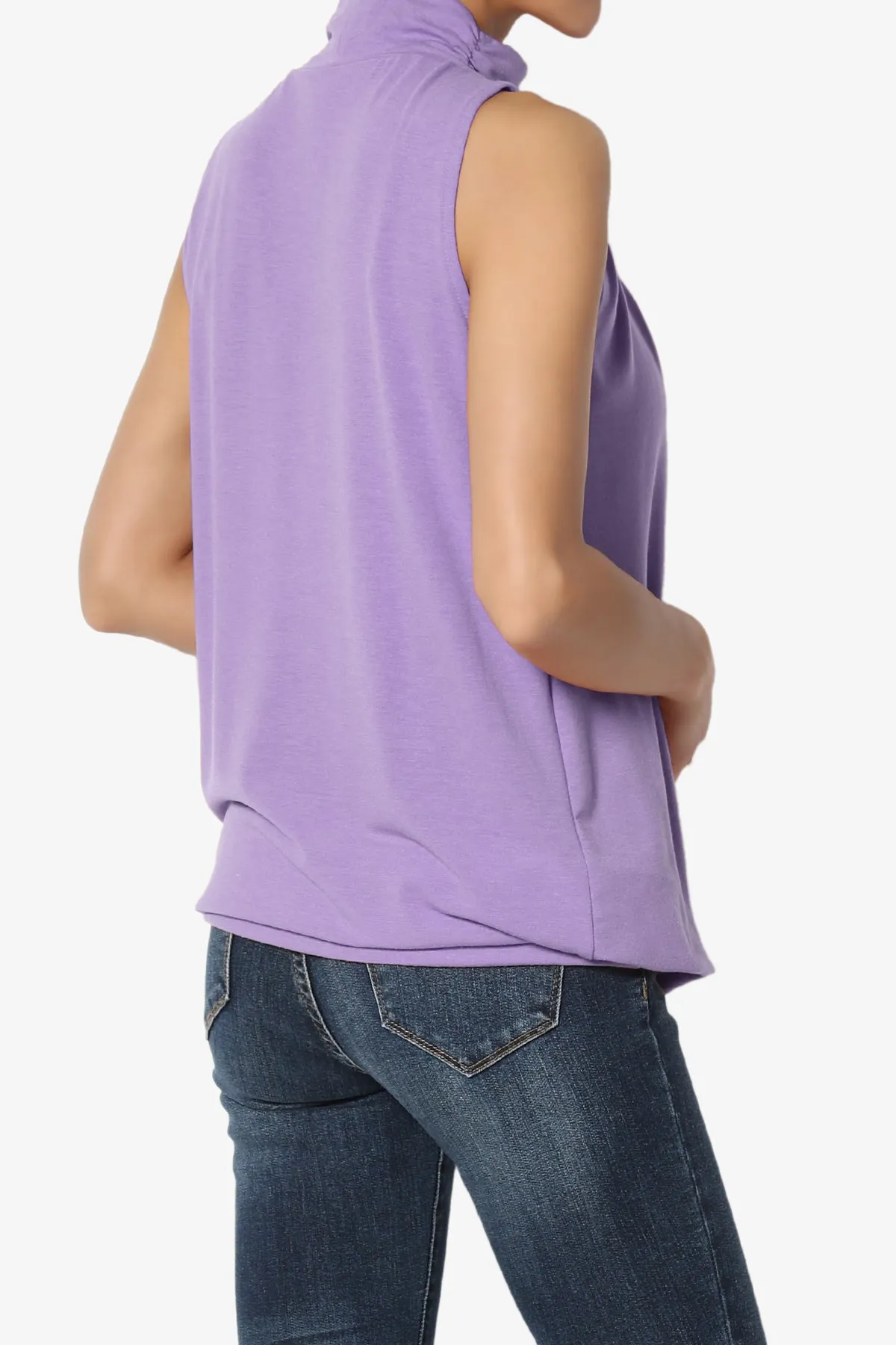Jibbitz Sleeveless Mock Neck Pleated Top PLUS