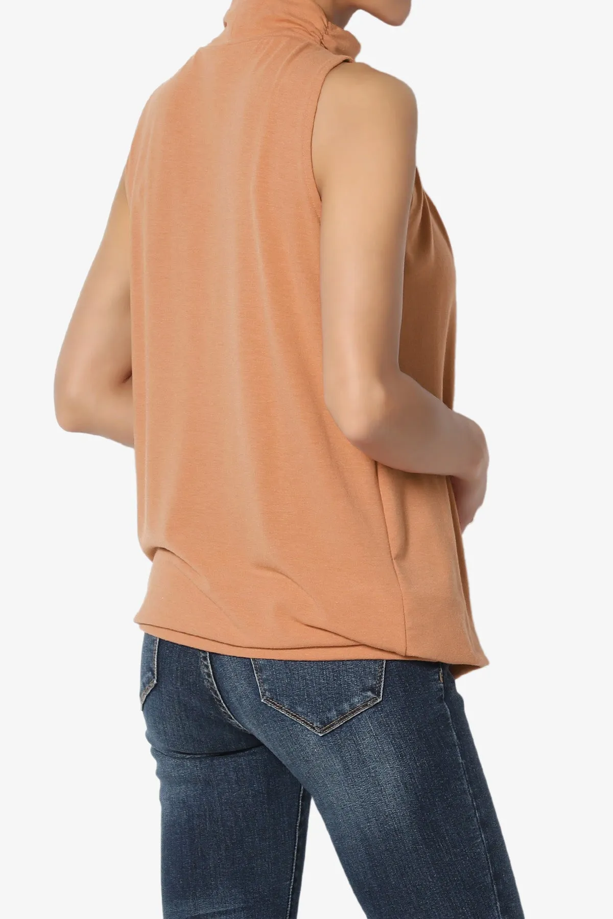 Jibbitz Sleeveless Mock Neck Pleated Top PLUS