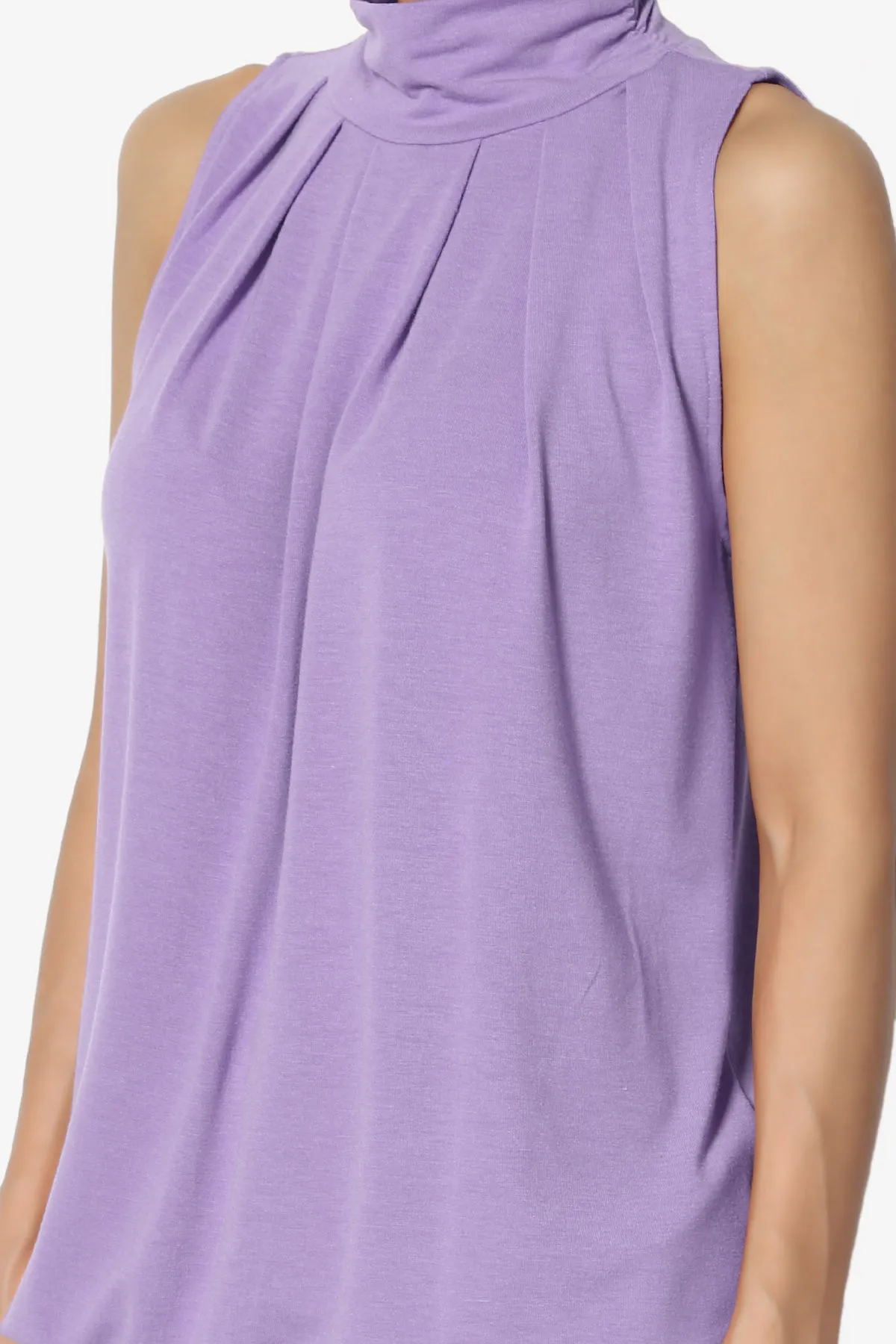 Jibbitz Sleeveless Mock Neck Pleated Top PLUS