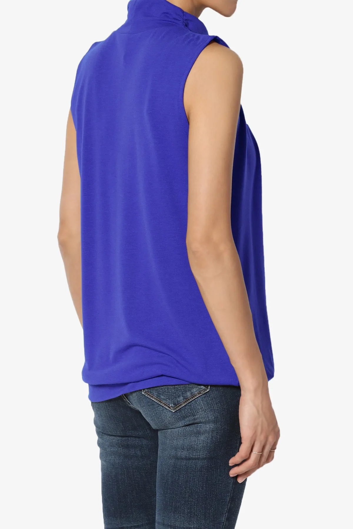 Jibbitz Sleeveless Mock Neck Pleated Top PLUS