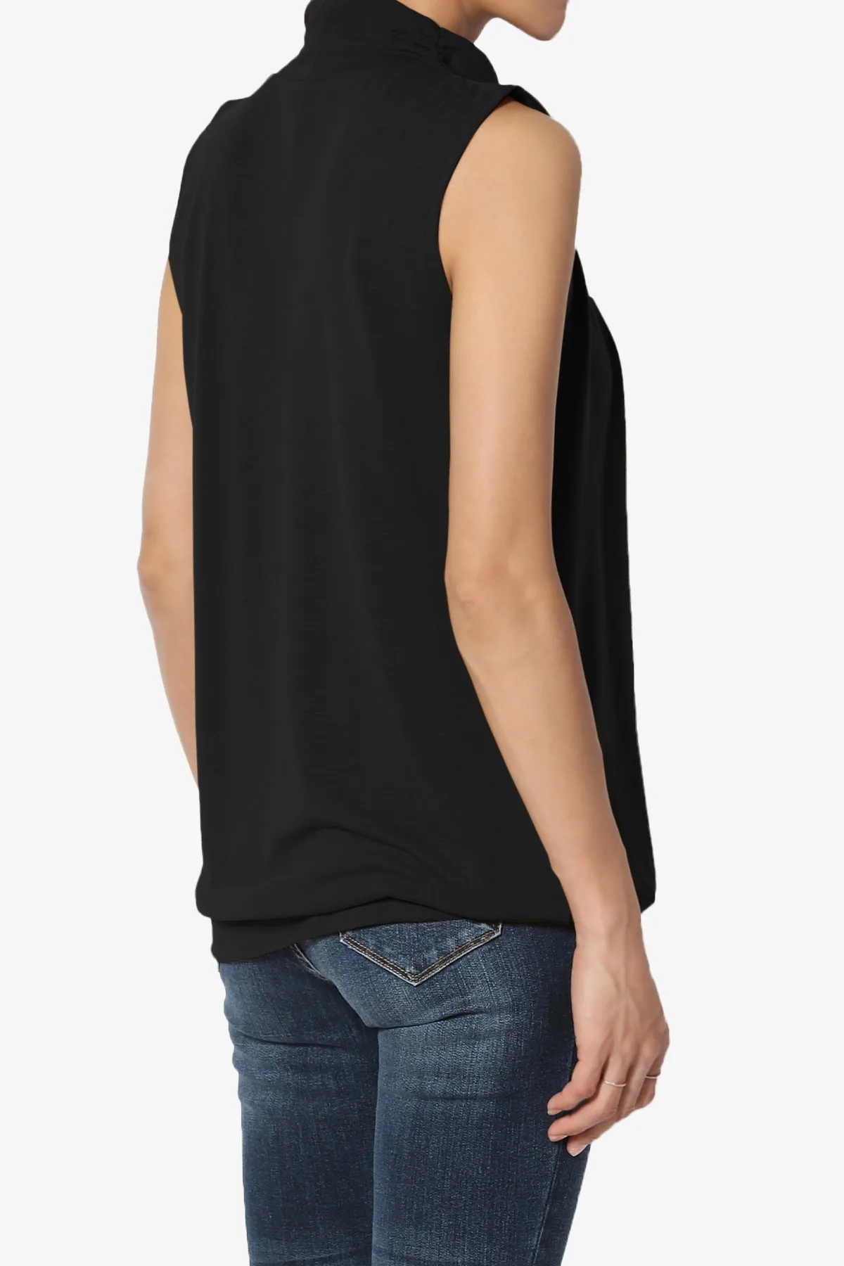 Jibbitz Sleeveless Mock Neck Pleated Top PLUS