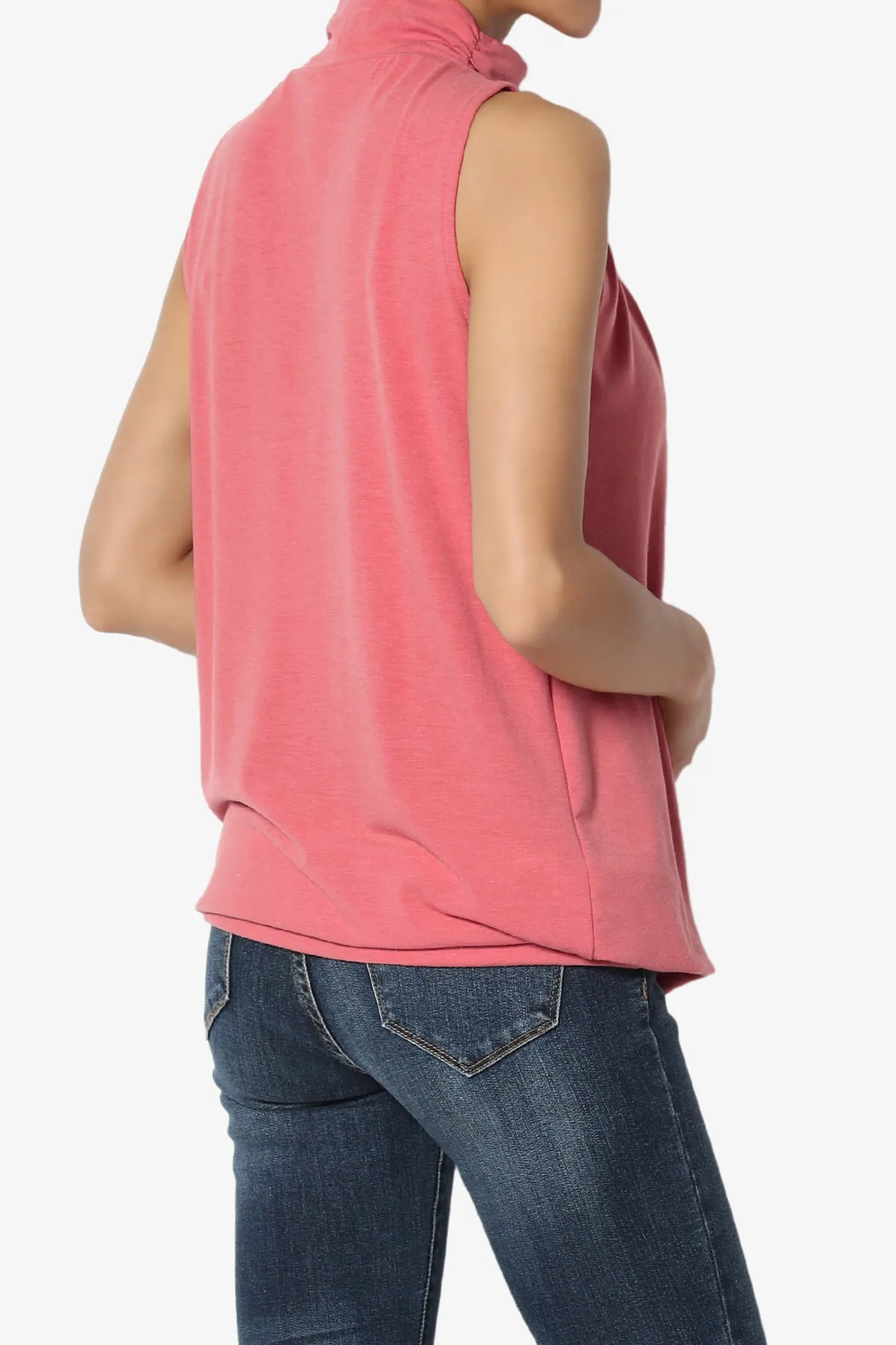 Jibbitz Sleeveless Mock Neck Pleated Top PLUS