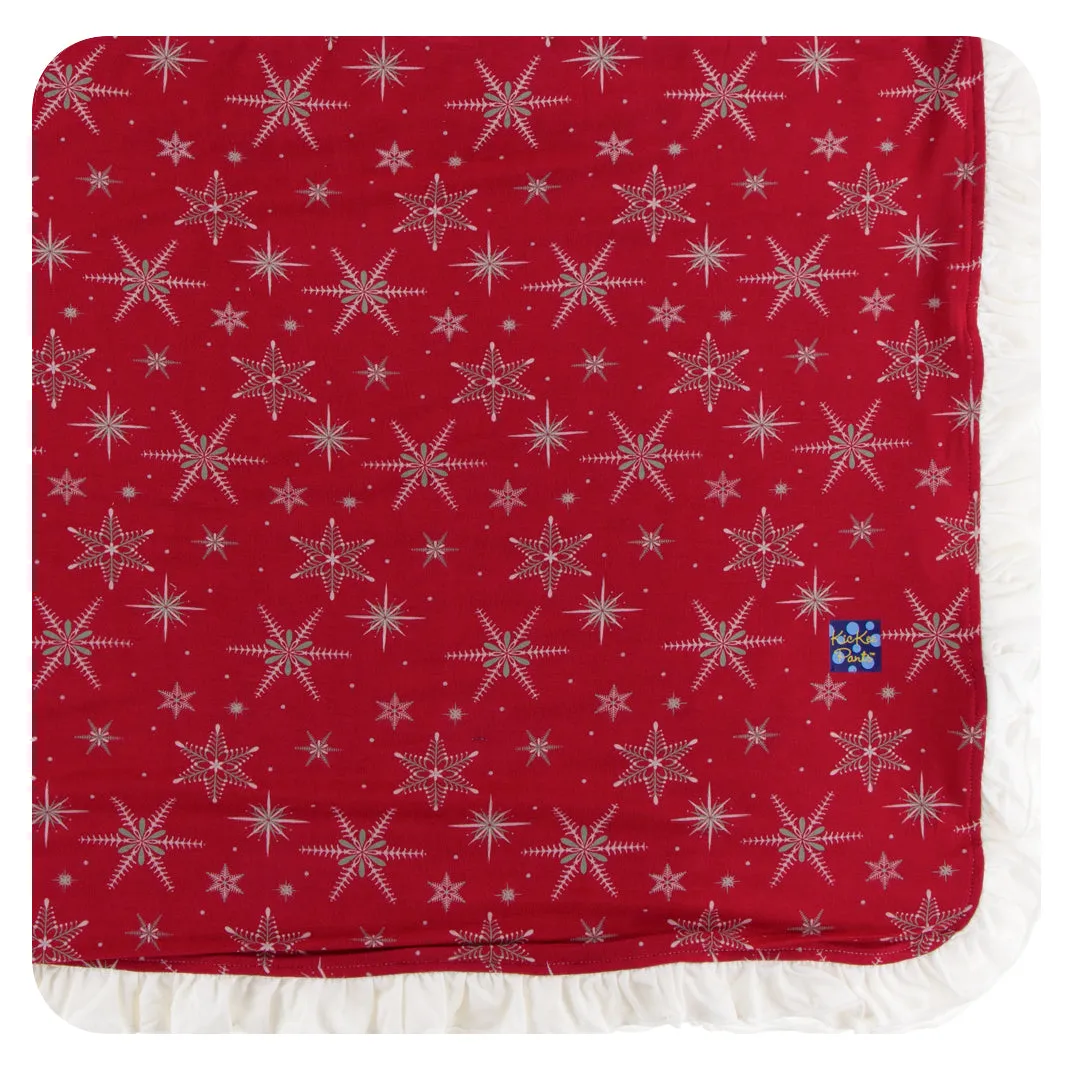 KicKee Pants Crimson Snowflakes Ruffle Toddler Blanket