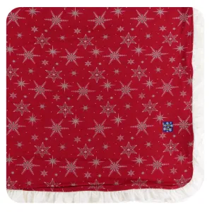 KicKee Pants Crimson Snowflakes Ruffle Toddler Blanket