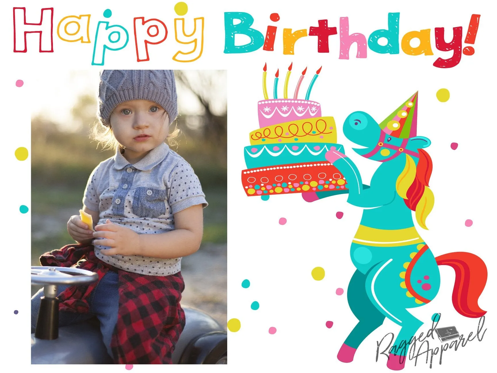 Kids Photo Birthday Sign with Birthday Horse