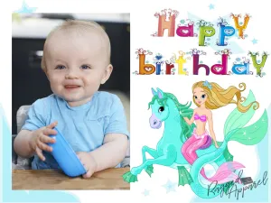 Kids Photo Birthday Sign with Mermaid