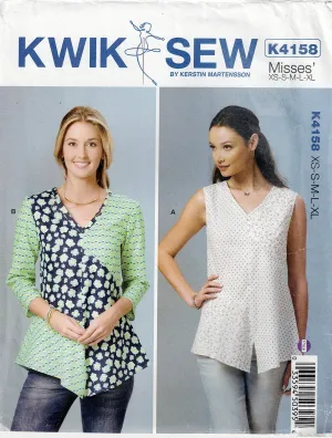 Kwik Sew 4158 Womens Colour Block Pullover Tops Out Of Print Sewing Pattern Size XS - XL UNCUT Factory Folded