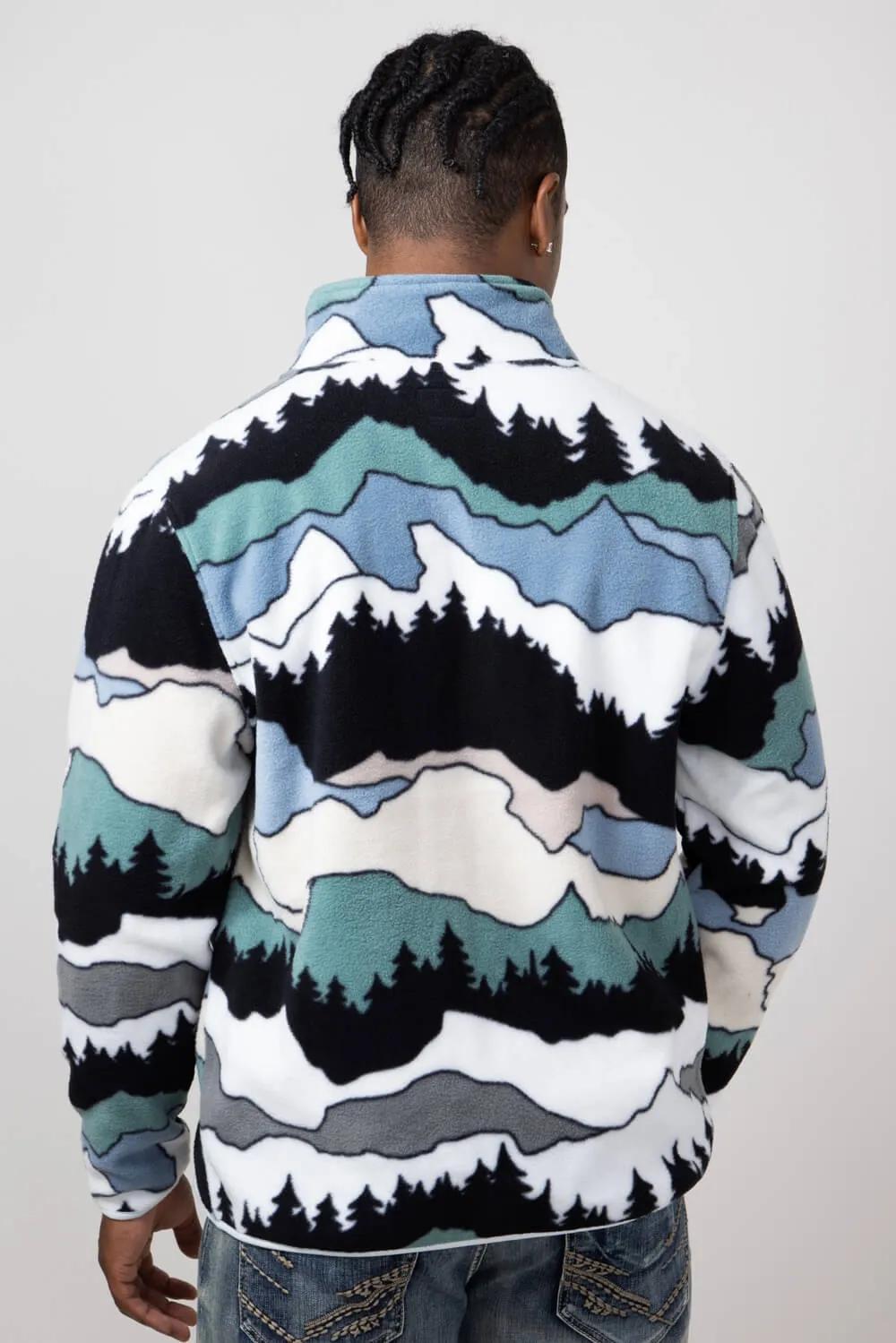 Landscape Full Zip Polar Fleece for Men in Multi | FJ23 MP3694-BLKWHTMULTI