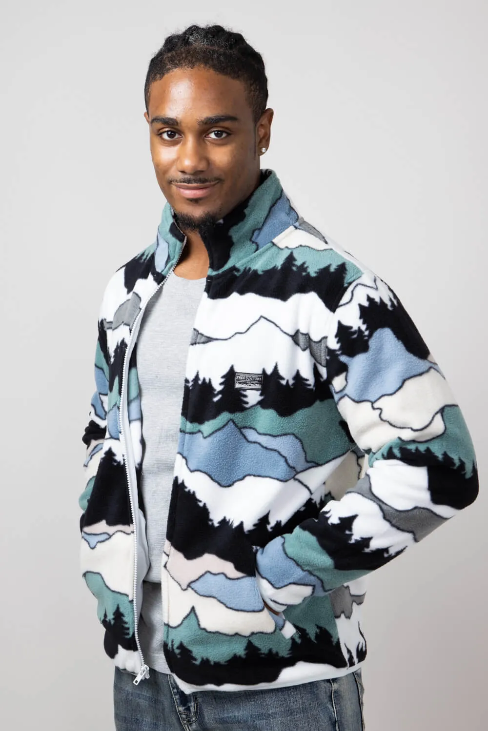 Landscape Full Zip Polar Fleece for Men in Multi | FJ23 MP3694-BLKWHTMULTI