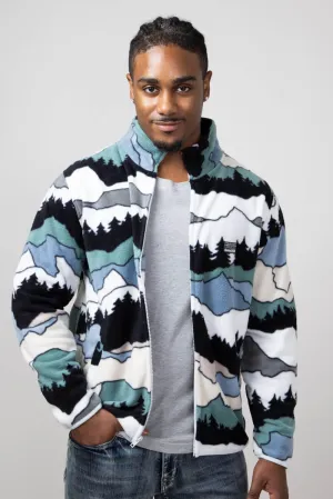 Landscape Full Zip Polar Fleece for Men in Multi | FJ23 MP3694-BLKWHTMULTI