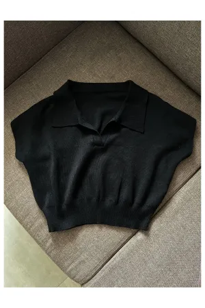 LEXI Crop Knit Shirt (Black)