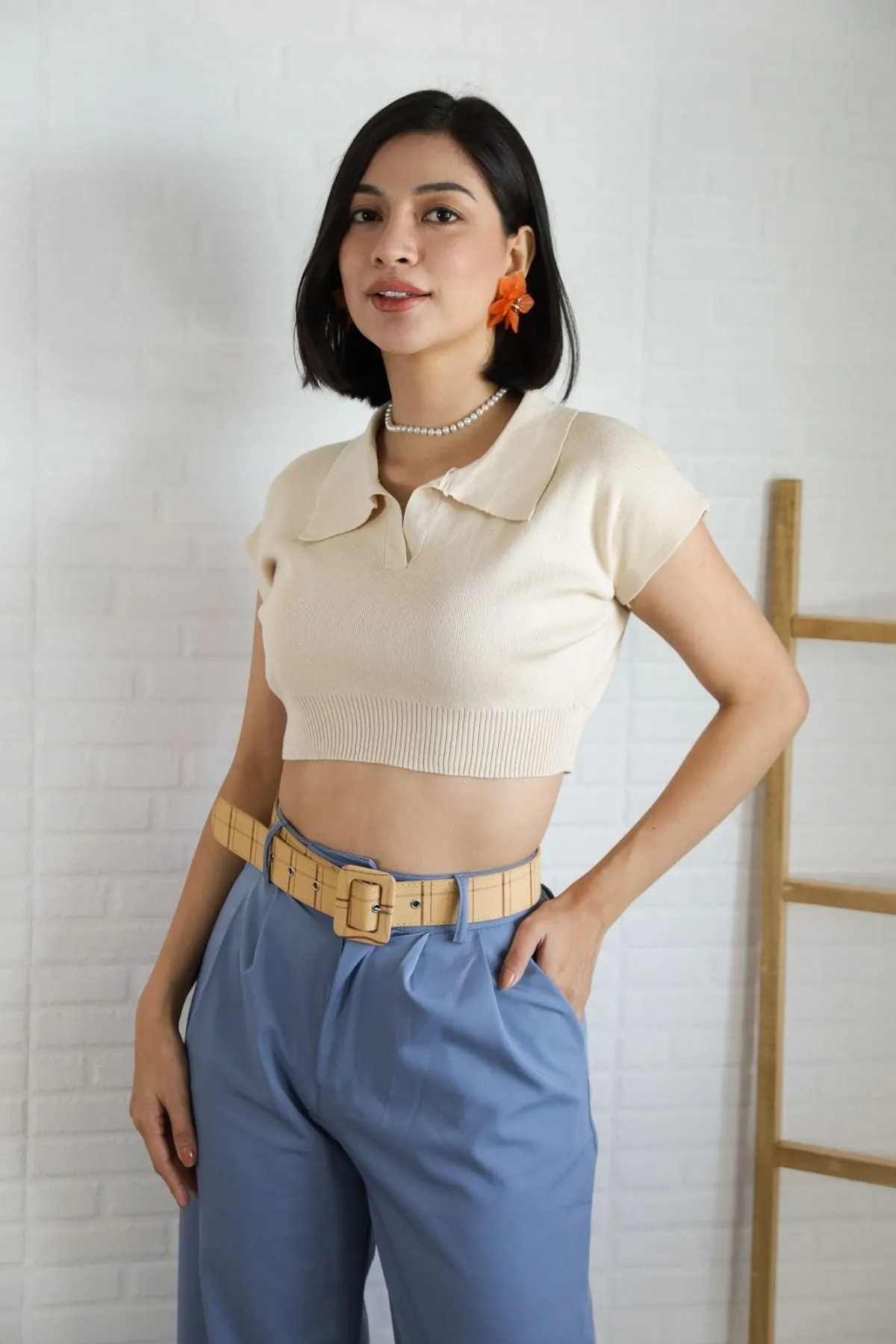 LEXI Crop Knit Shirt (Cream)