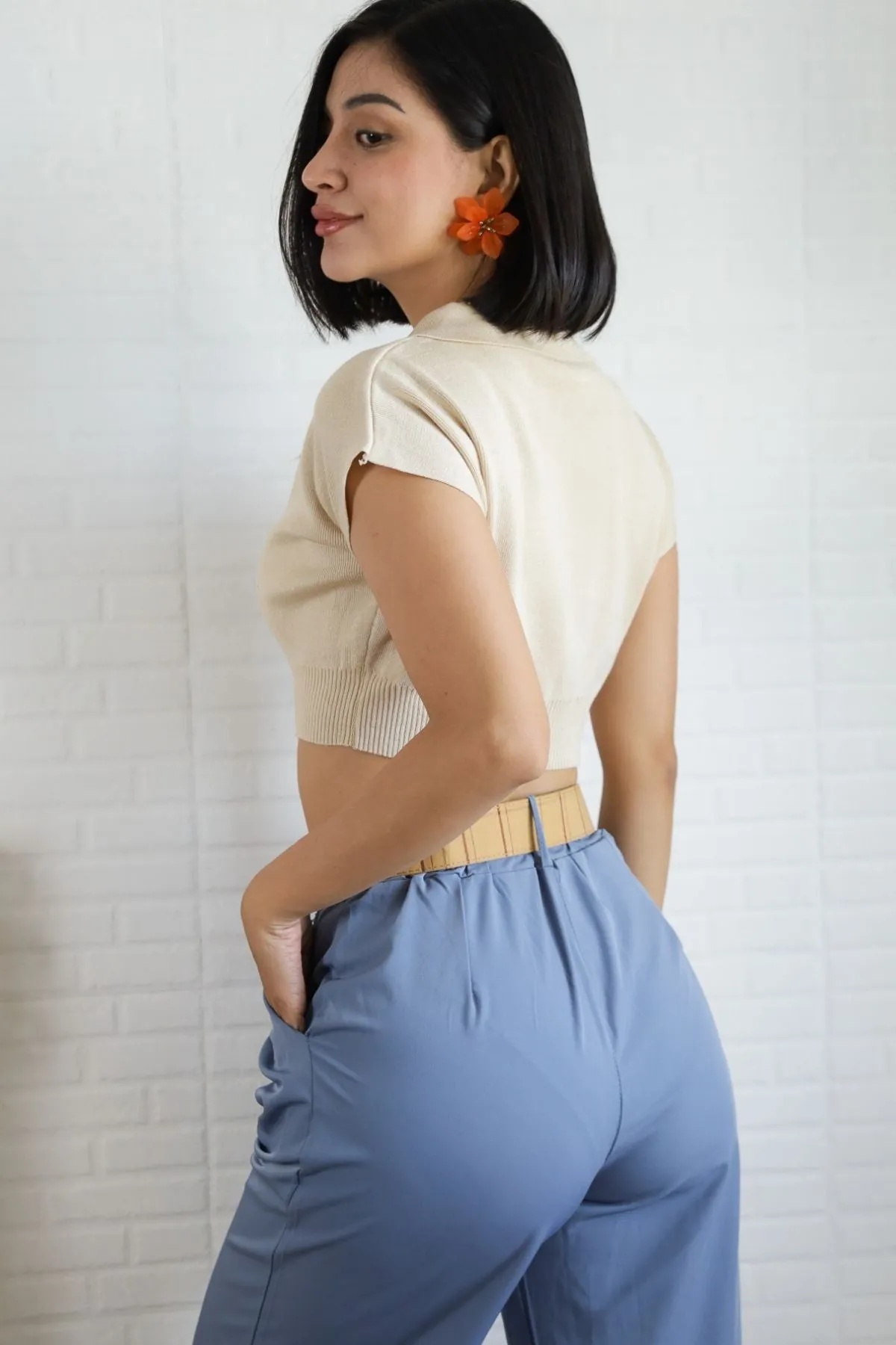 LEXI Crop Knit Shirt (Cream)