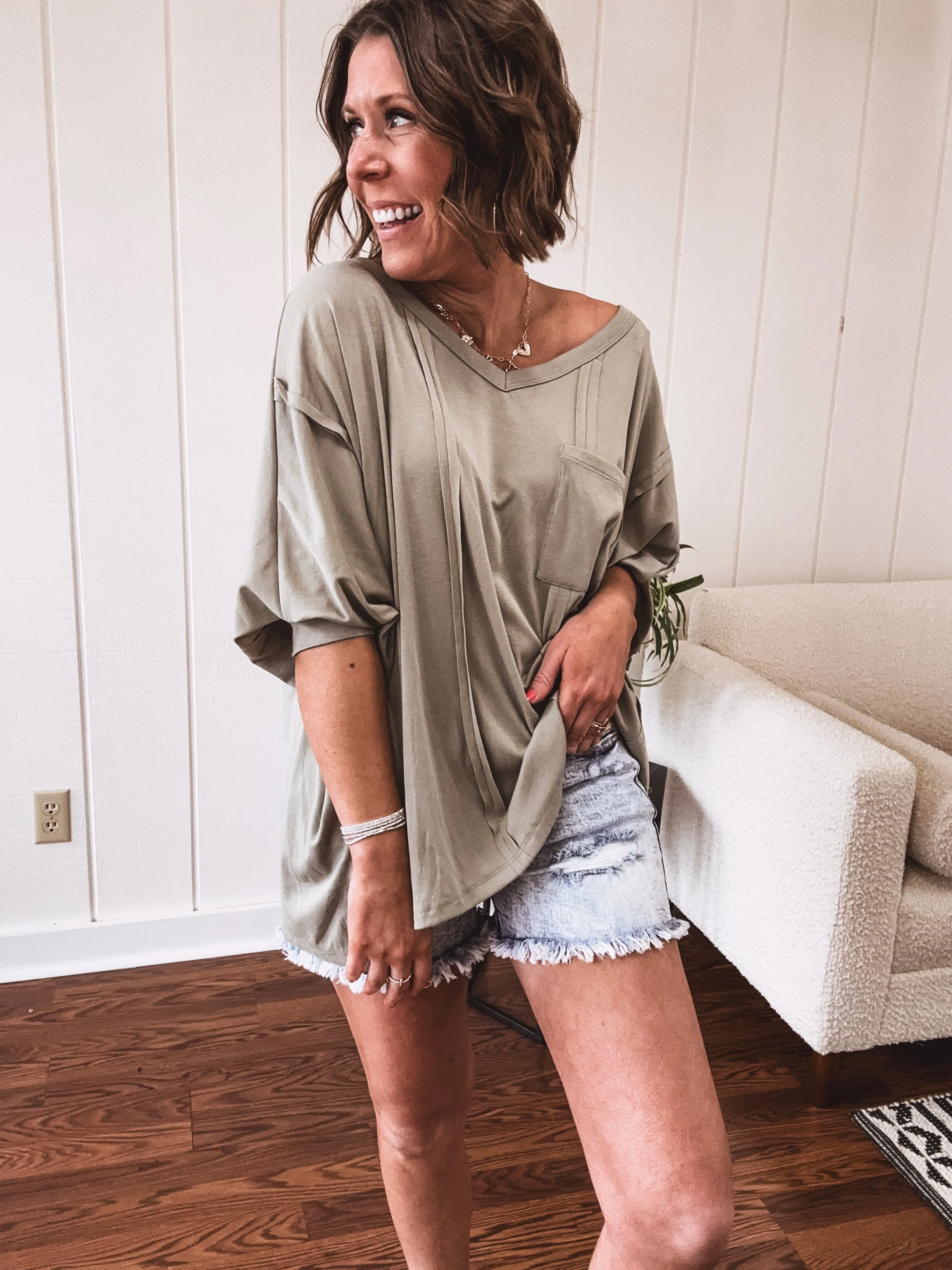 Light Olive Lightweight Knit Dolman