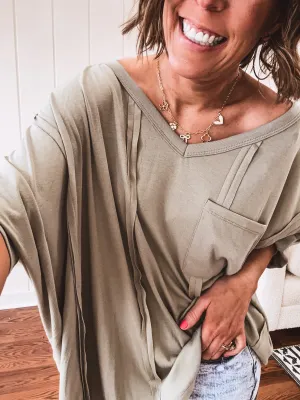 Light Olive Lightweight Knit Dolman