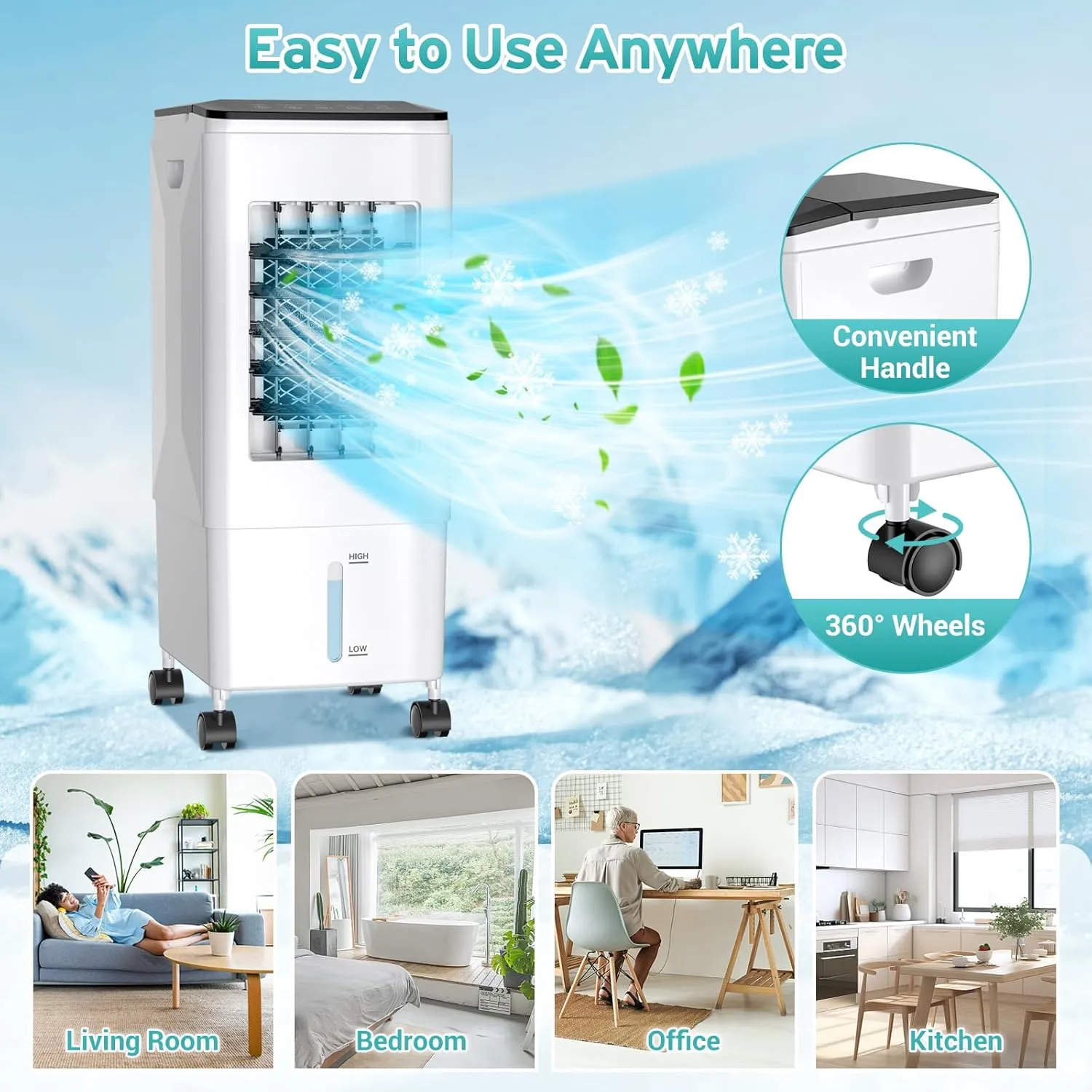 Light use Retails $180 Portable Air Conditioner, 2024 Upgrade 3-IN-1 Air Conditioner with 3 Speeds, 6L Evaporative Air Cooler w/7H Timer, 60°Oscillation, Remote Control Swamp Cooler Air Conditioner Portable for Room, Home