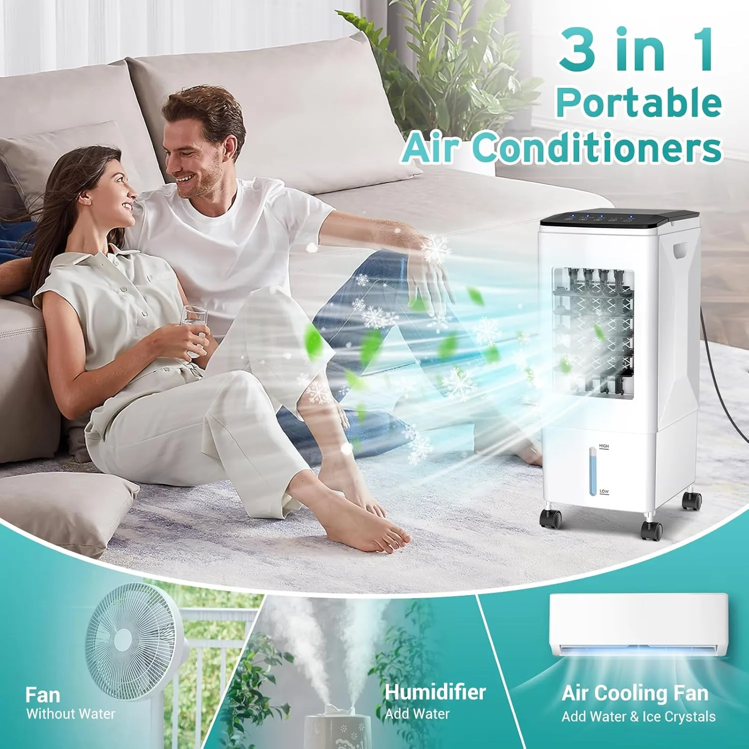 Light use Retails $180 Portable Air Conditioner, 2024 Upgrade 3-IN-1 Air Conditioner with 3 Speeds, 6L Evaporative Air Cooler w/7H Timer, 60°Oscillation, Remote Control Swamp Cooler Air Conditioner Portable for Room, Home