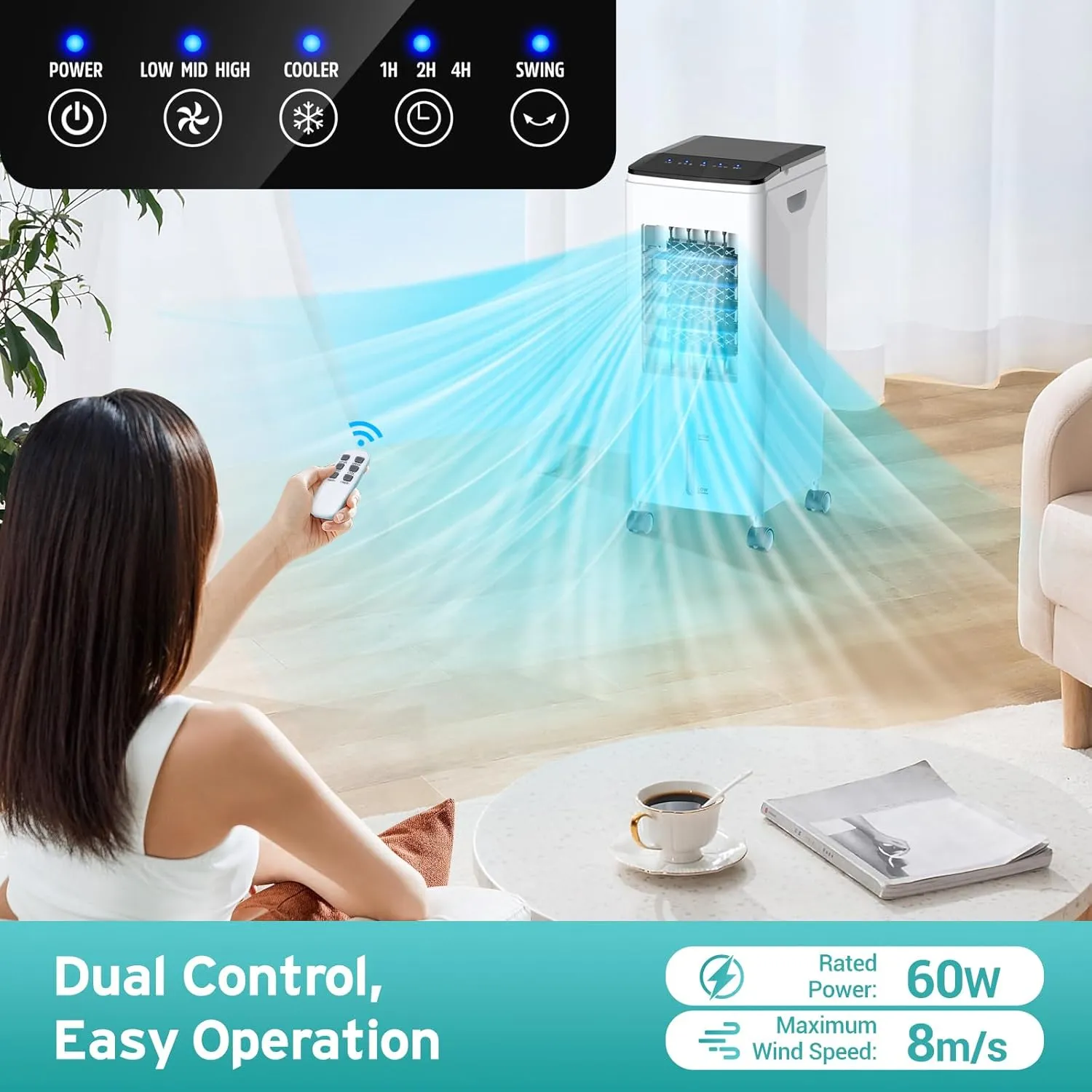 Light use Retails $180 Portable Air Conditioner, 2024 Upgrade 3-IN-1 Air Conditioner with 3 Speeds, 6L Evaporative Air Cooler w/7H Timer, 60°Oscillation, Remote Control Swamp Cooler Air Conditioner Portable for Room, Home
