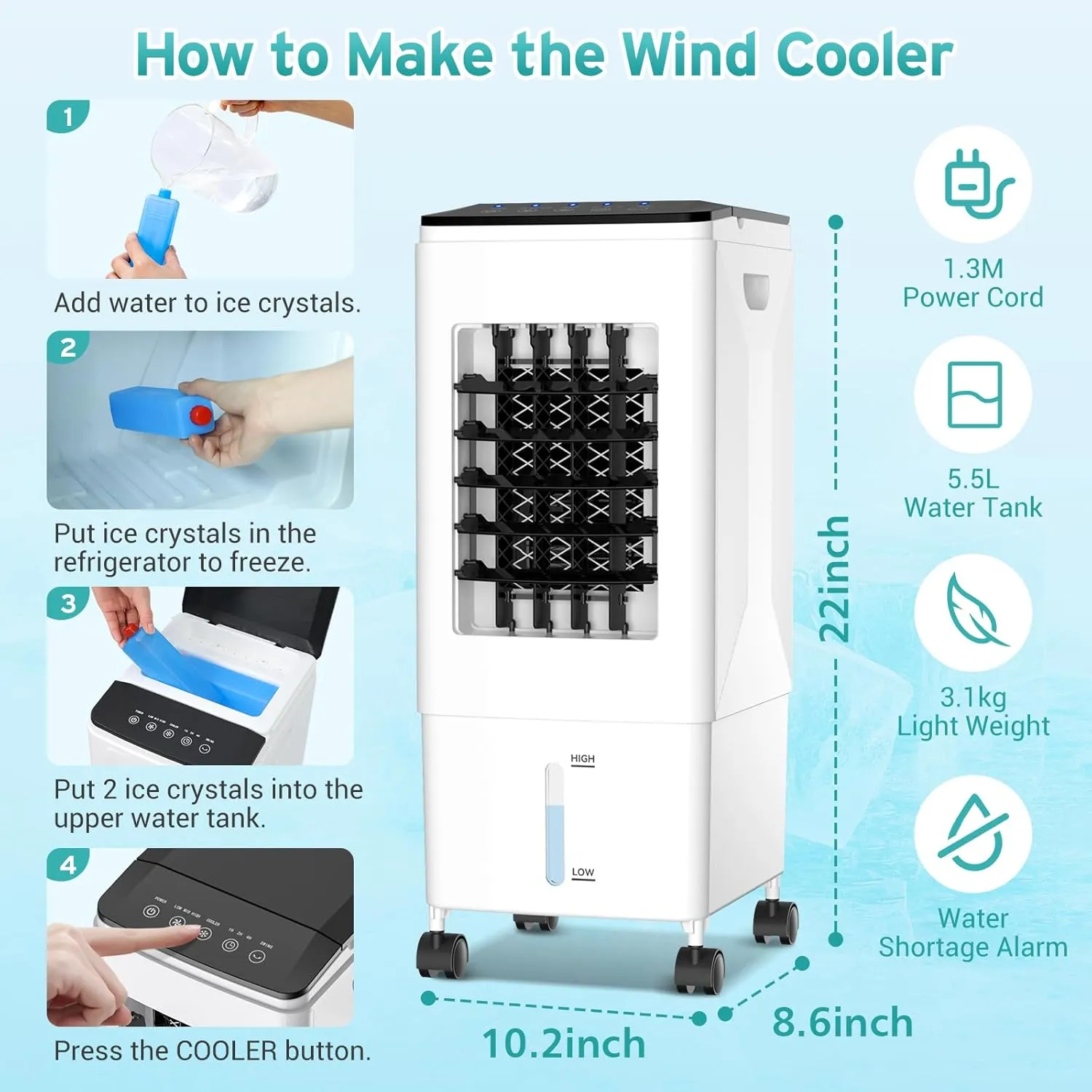 Light use Retails $180 Portable Air Conditioner, 2024 Upgrade 3-IN-1 Air Conditioner with 3 Speeds, 6L Evaporative Air Cooler w/7H Timer, 60°Oscillation, Remote Control Swamp Cooler Air Conditioner Portable for Room, Home