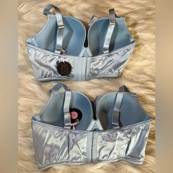 LIVIARA DAUPHINE, Silk Bra, Ice Blue, Size 36D, 36DD