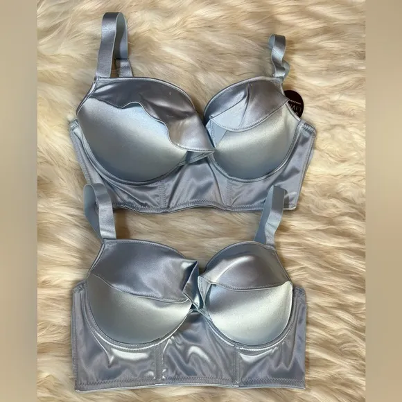 LIVIARA DAUPHINE, Silk Bra, Ice Blue, Size 36D, 36DD