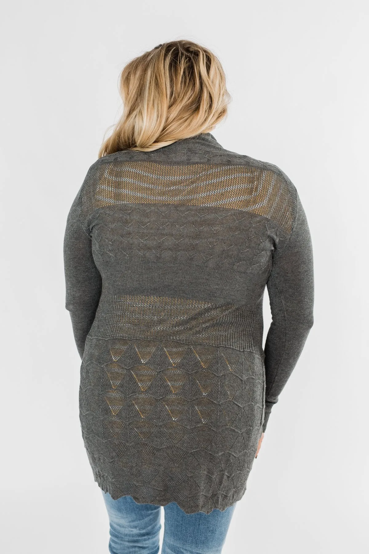 Lots of Love Knit Cardigan- Charcoal